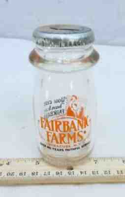 VINTAGE MILK BOTTLE FAIRBANK FARMS DAIRY SYRACUSE New York BANK ON ...