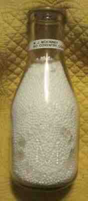 NORTH COVENTRY CT - QT. EMBOSSED MILK BOTTLE - W. J. McKINNEY