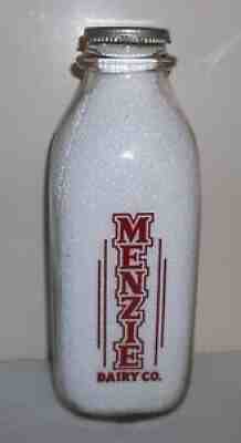 Menzie Dairy Co. Mckeesport PA. Pyro Quart With Original Cap Creamade Buttermilk