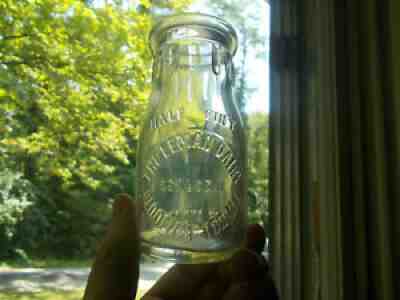 BLOOMINGTON,ILL THE LEMAN DAIRY SCARCE 1/2 PINT SLUG PLATE MILK BOTTLE 1922