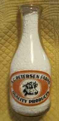 WEST HARTFORD CT - QT. MILK BOTTLE - A. C. PETERSEN FARMS - 2 COLOR PYRO