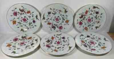 6 ANTIQUE 1911 VINTAGE TIFFANY & CO. PLATES BIRD OF PARADISE CROWN STAFFORDSHIRE