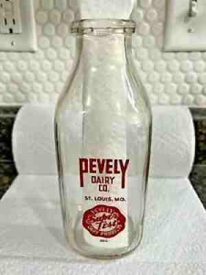 Vintage One Quart Milk Bottle Pevely Dairy Co. Super Test St. Louis Missouri