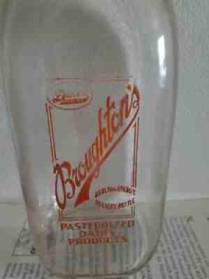 Quart Broughtons Dairy vintage milk bottle with lid Parkersburg WVa