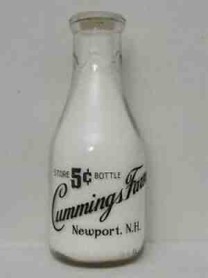 TRPQ Milk Bottle Cummings Farm Dairy Newport NH SULLIVAN CO Delicious Ice Cream