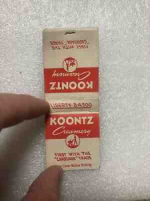 koontz creamery baltimore maryland vintage ice cream matchbook Dairy Milk