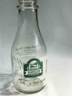 Hartzler Family Dairy Wooster Ohio Milk Bottle 32 FL OZ - Green Lettering