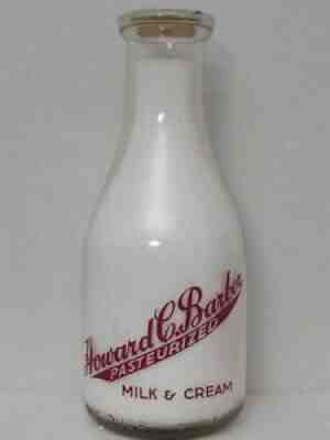 TRPQ Milk Bottle Howard Barber Dairy Farm East Providence RI 1949 Barber's Milk