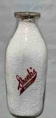 Quart pyro Shonk's Dairy Millersburg Ohio Oh Holmes County milk bottle