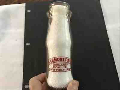 LAKEMONT DAIRY VINTAGE HALF PINT MILK BOTTLE, WINTER PARK, FLORIDA