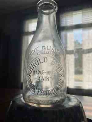 Arnold Broâ??s Maple-Hurst Dairy Quart Milk Bottle Frostburg Allegany Maryland MD