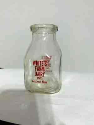 Milk Bottle - Half Pint - White's Farm Dairy, Acushnet, Mass. Lot of 6