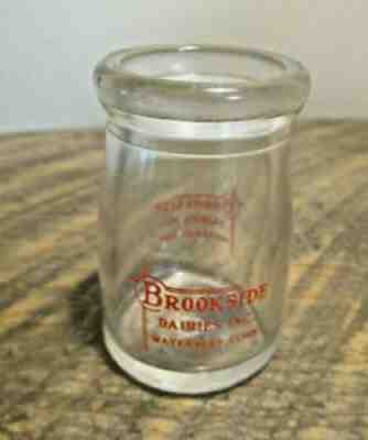 VTG 1951 BROOKSIDE DAIRIES, INC., WATERBURY, CT RESTAURANT MINI CREAMER/MILK JAR