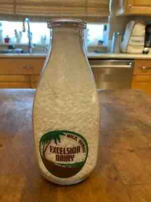 Vintage Glass Quart Milk Bottle - Excelsior Dairy HILO, Hawaii