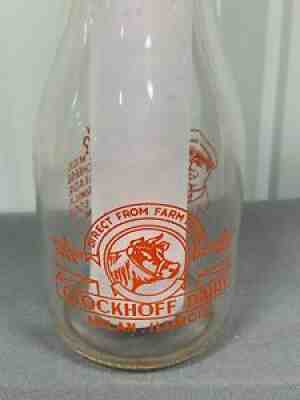 Vintage GLOCKHOFF Dairy Milan Illinois Glass Milk Bottle NICE