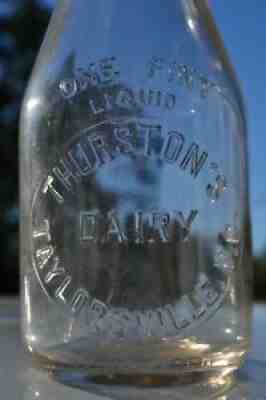 Vintage THURSTON'S DAIRY - TAYLORSVILLE, NC - Pint Milk Bottle - North Carolina