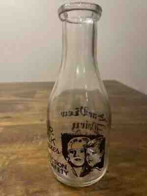 Vintage Antique Clear View Dairy Springdale Conn. Glass Milk Bottle Safety