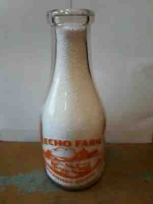 Echo Farm D.T. Mahannah Bristol Conn. one qt. double sided milk bottle