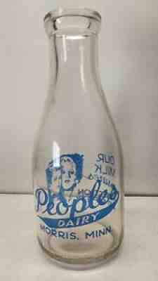 People Dairy 1911 Morris Minnesota 1 Quart Milk Bottle