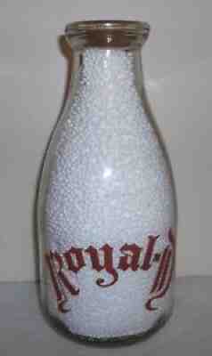 Royal-D Dairy McKeesport PA. Pyro Quart Milk Bottle