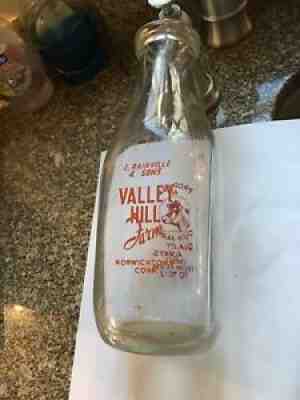 E. Rainville & Sons Valley Hill Farm-Norwich,CT MILK BOTTLE