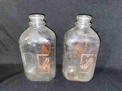 KNUDSEN DAIRY ??North Haven glass lot of 2 MILK BOTTLE-Clear & Embossed