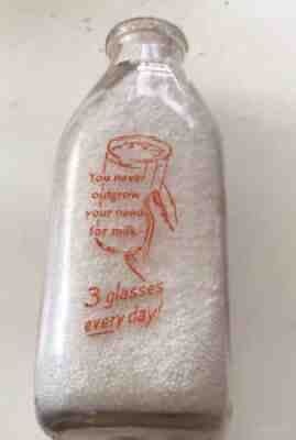 Rare Milk Bottle Miss Dairylea Picnic Glass Milk 4 Sided Pyro Syracuse ...