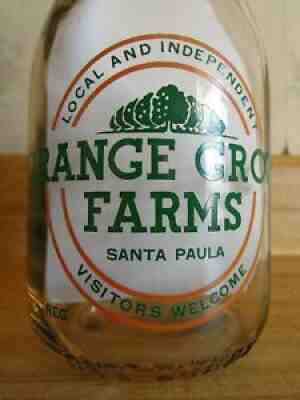 Santa Paula, CA - Milk Bottle - Orange Grove Farms - Drink a Quart of Milk a Day