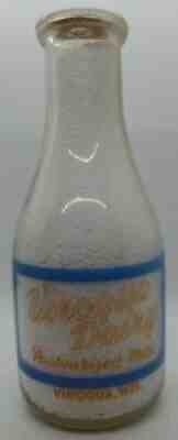 Viroqua Dairy Round Pyroglazed Quart Milk Bottle Viroqua, Wis. Wi.- 2 Color