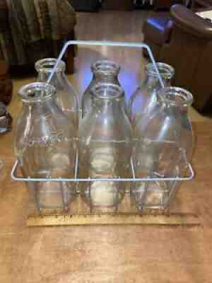 Vintage Lawson ??s ¼ Wire Milk Bottle Carrier with Six Milk Bottles