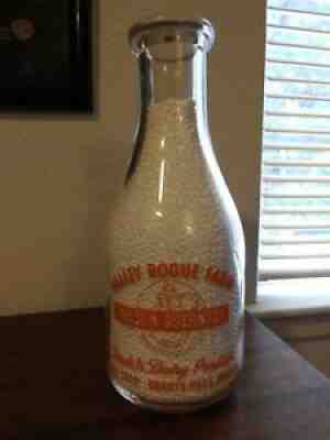 Tall Round Orange Quart Valley Rogue Farm Milk Bottle Grants Pass, Oregon