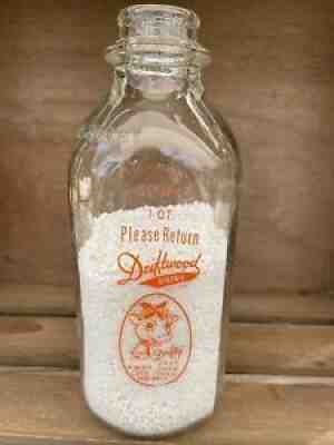 Vintage Driftwood Dairy Farm Half Gallon Milk Bottle El Monte LA CA Pyro Drifty