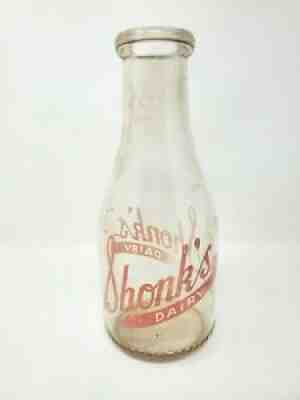 Vintage Milk Bottle Shonk's Dairy Millersburg Ohio Quart