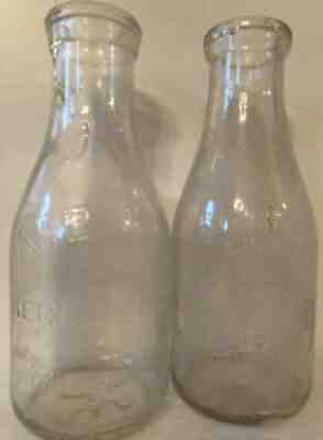 Set Of 2 Milk Bottle 1 Harbisons 1 Nelsonâ??s Dairies Philadelphia Kensington Vtg