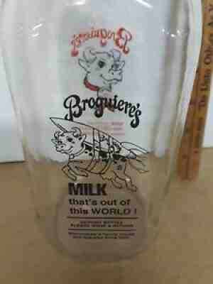 Vintage Broguieres Milk Bottle Milk Thats out of this World, Cow Rocket with cap