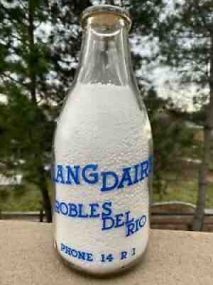 Blue ACL 1/2 gallon Milk Bottle ROBLES DEL RIO California LANG DAIRY PHONE 14 R1