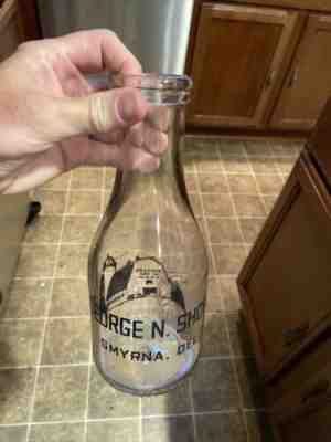 Rare George N. Short ACL Quart Milk Bottle Smyrna Delaware DE