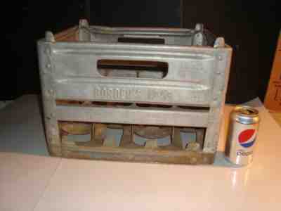 1953 Dairy Vintage Metal Aluminum Borden's Milk Bottle Crate