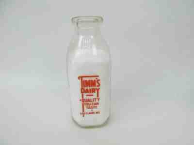 Timâ??s Dairy Eau Claire, WI WIS â?? Quart Dairy Glass Milk Bottle