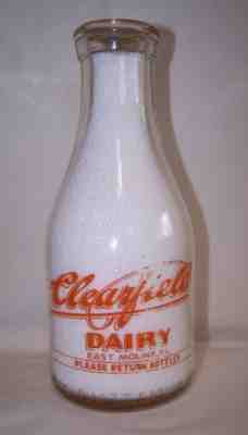 CLEARFIELD DAIRY Quart Milk Bottle EAST MOLINE ILL IL ILLINOIS