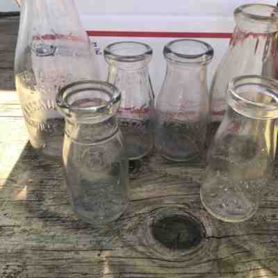 Amityville sactkos Robbins Nassau milk Bottles LI NY Long Island total 6