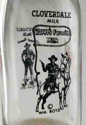 Vintage Milk Bottle Hopalong Cassidy Hoppy's Favorite Cloverdale Binghamton NY