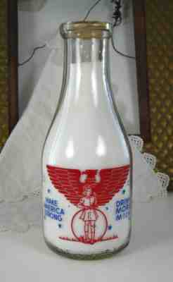 nice! 2-Color WAR SLOGAN old CALDWELL, NAMPA IDAHO Quart Pyro milk bottle MULLER