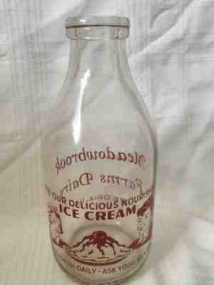 Vintage Half Gallon Milk Bottle Meadowbrook Farms Dairy Peoria Illinois