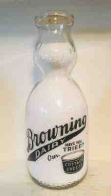 BROWNING DAIRY CREAM TOP MILK BOTTLE (Norwich Or Stonington ¼) CONN.