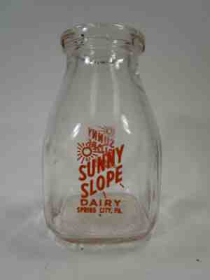 Vtg SUNNY SLOPE DAIRY SPRING CITY PA Orange Dairy Milk Bottle