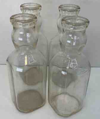Weir Cove Dairy Co Quart Milk Bottle SPAS SAVR TOP Cream Top Weirton WV Lot Of 4