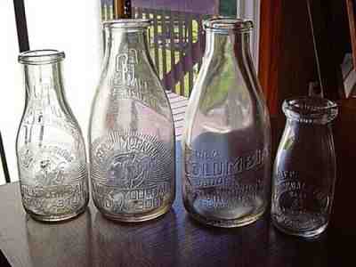 4) 1940s COLUMBIA Spartanburg SOUTH CAROLINA dairy S.C milk bottle 1/2PT PINT QT