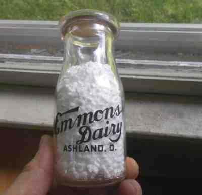 ASHLAND,OHIO EMMONS DAIRY 1/2 PINT BLACK PYRO MILK BOTTLE EMMONS ICE CREAM