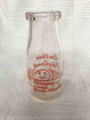 Vintage Half Pint Milk Bottle Eau Claire Dairy Council Wisconsin